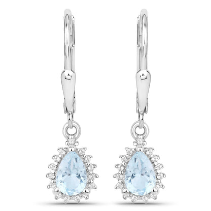 2.00 Carat Genuine Blue Topaz and White Topaz .925 Sterling Silver Jewelry Set Bids.com