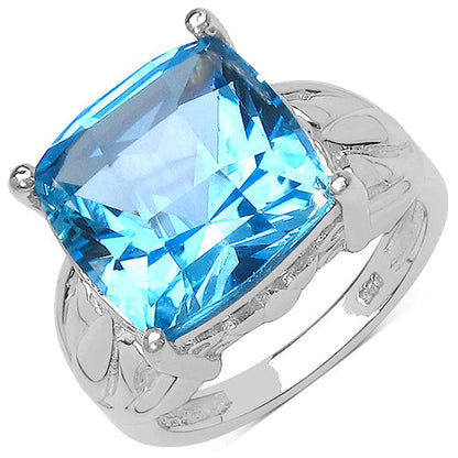10.30 Carat Genuine Swiss Blue Topaz .925 Sterling Silver Ring Bids.com