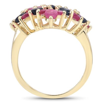 6.97 Carat Genuine Emerald, Blue Sapphire and Ruby .925 Sterling Silver Ring Bids.com