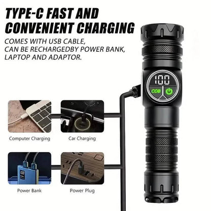 Rechargeable LED Flashlight with 5 Modes & Magnetic Base – Gift Box DailySale