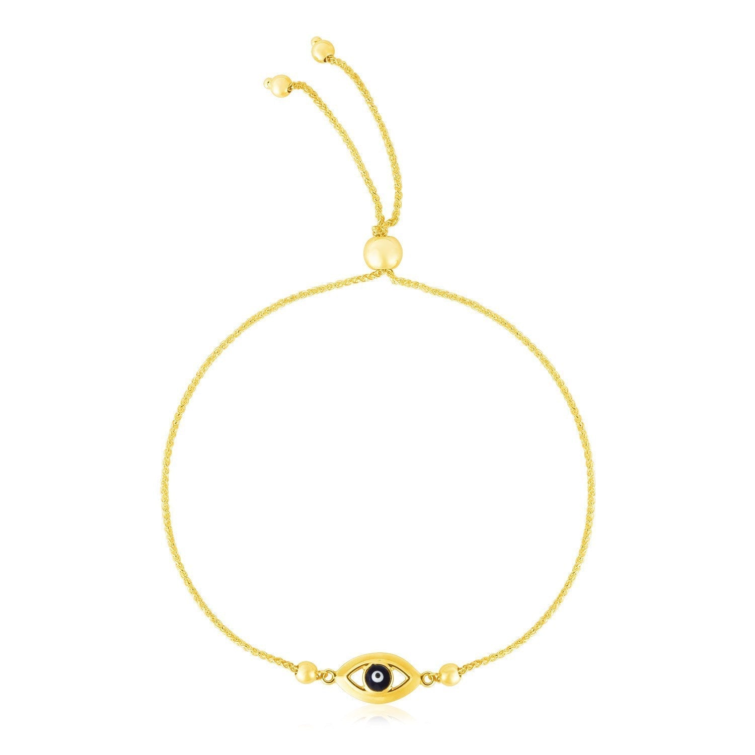 14k Yellow Gold Adjustable Evil Eye Bracelet Bids.com