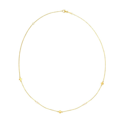 14k Yellow Gold Pearl Clover Necklace Bids.com