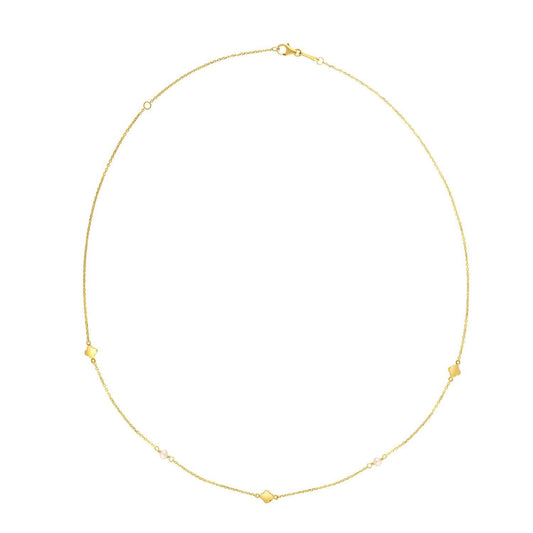 14k Yellow Gold Pearl Clover Necklace Bids.com