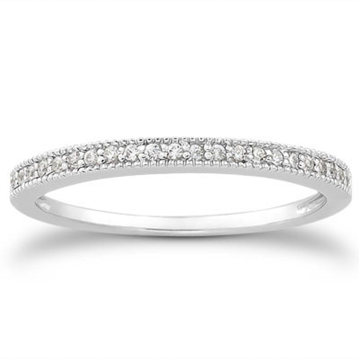 14k White Gold Diamond Micro Pave Diamond Milgrain Wedding Ring Band Bids.com