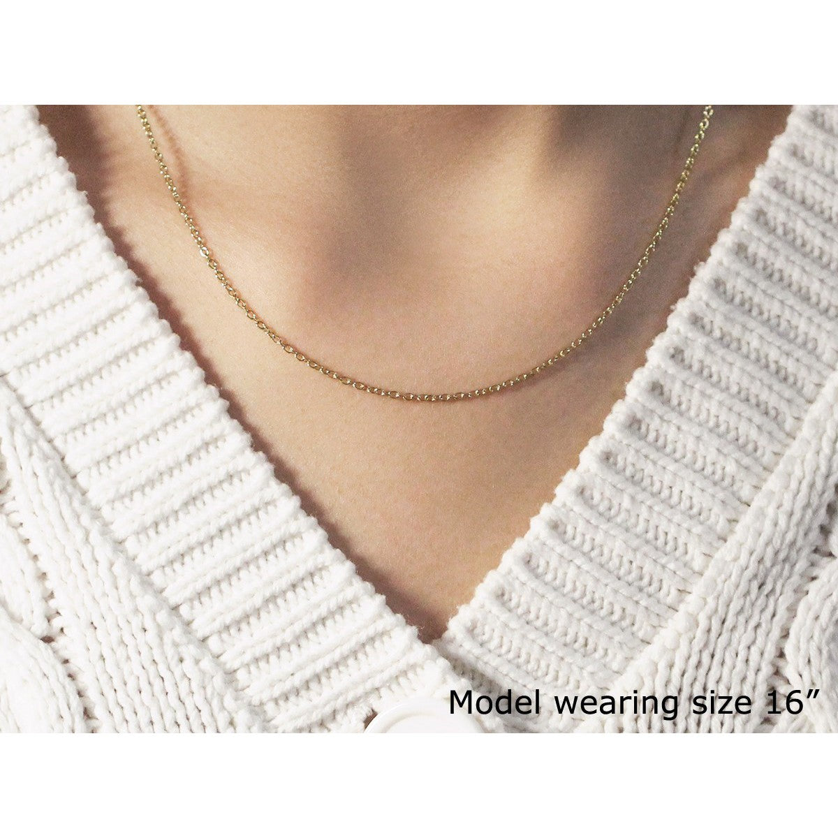 18k Yellow Gold Round Cable Link Chain 1.5mm Bids.com