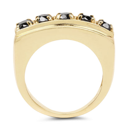 14K Yellow Gold Plated 1.25 Carat Genuine Black Diamond .925 Sterling Silver Ring Bids.com