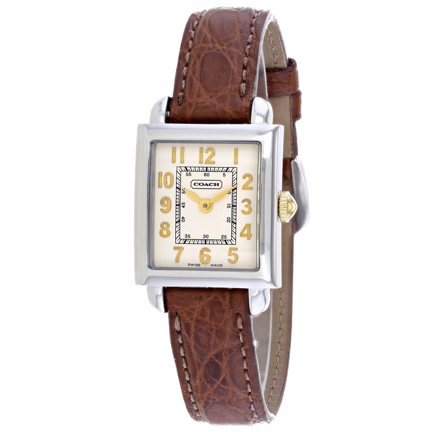 Coach Women's Brown Leather Silver Quartz Bids.com
