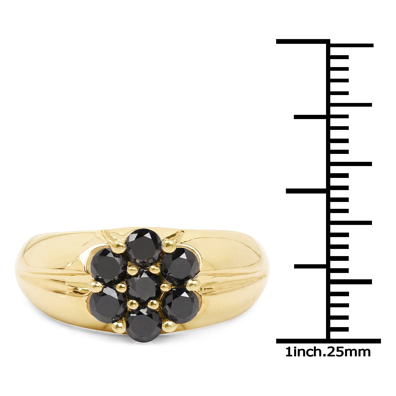 14K Yellow Gold Plated 0.91 Carat Genuine Black Diamond .925 Sterling Silver Ring Bids.com