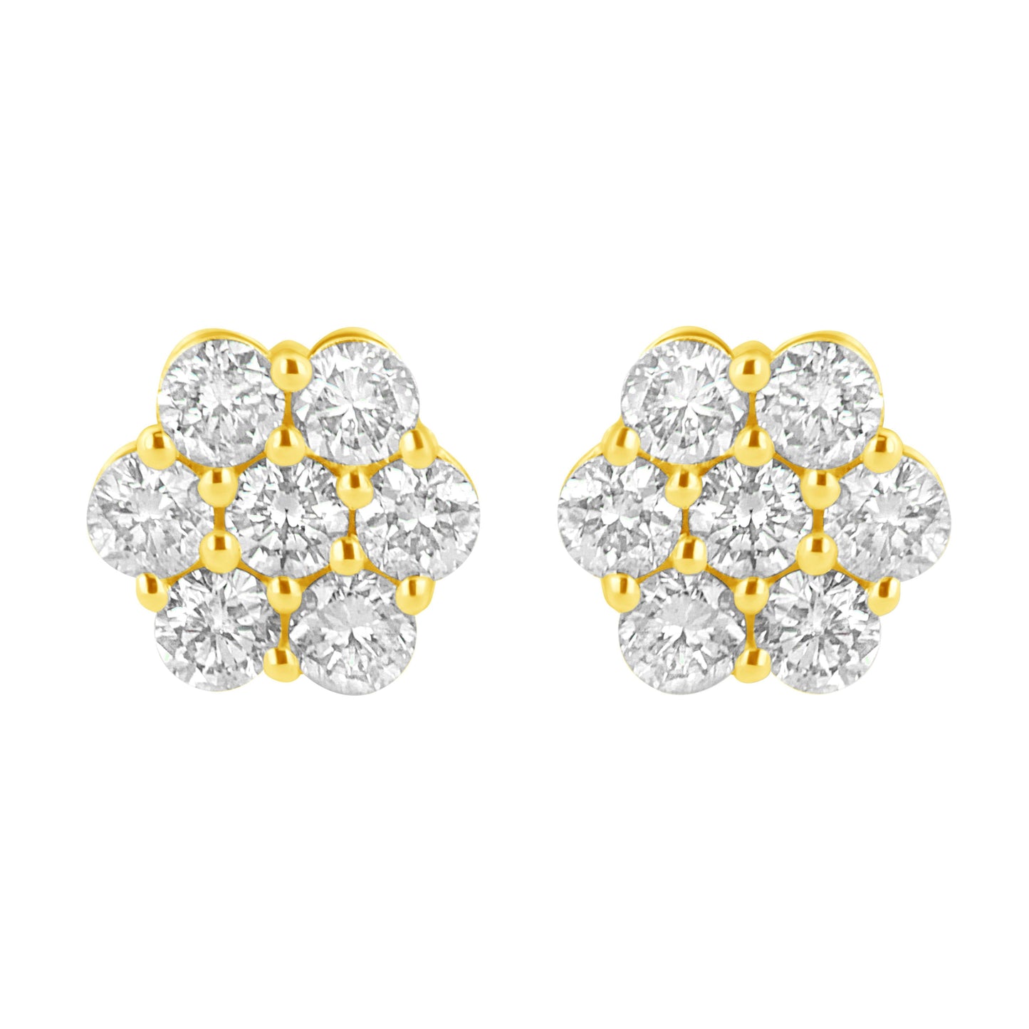 14K Yellow Gold 1.0 Cttw Diamond Flower Earring (J-K Color, I1-I2 Clarity) Bids.com