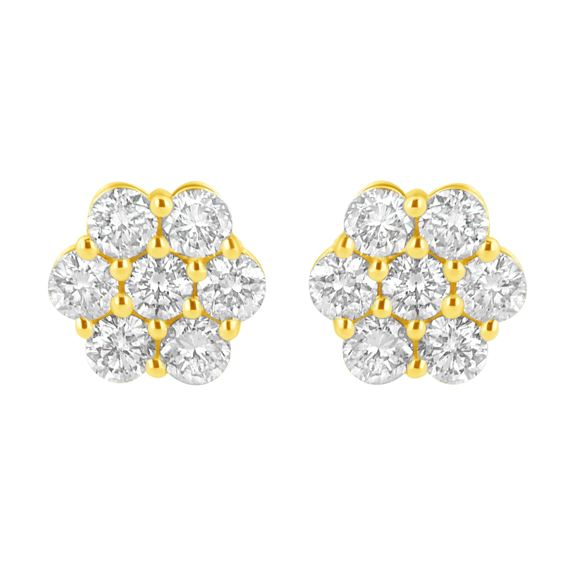 14K Yellow Gold 1.0 Cttw Diamond Flower Earring (J-K Color, I1-I2 Clarity) Bids.com