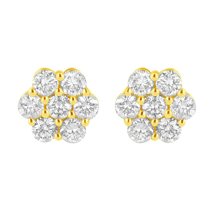 14K Yellow Gold 1.0 Cttw Diamond Flower Earring (J-K Color, I1-I2 Clarity) Bids.com