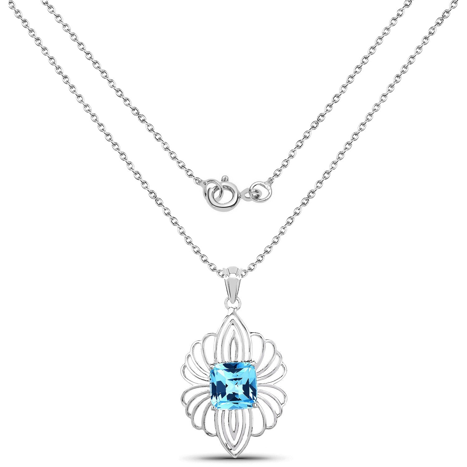 8.18 Carat Genuine Swiss Blue Topaz .925 Sterling Silver Pendant Bids.com