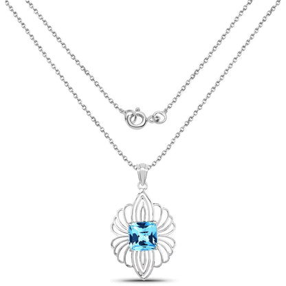 8.18 Carat Genuine Swiss Blue Topaz .925 Sterling Silver Pendant Bids.com
