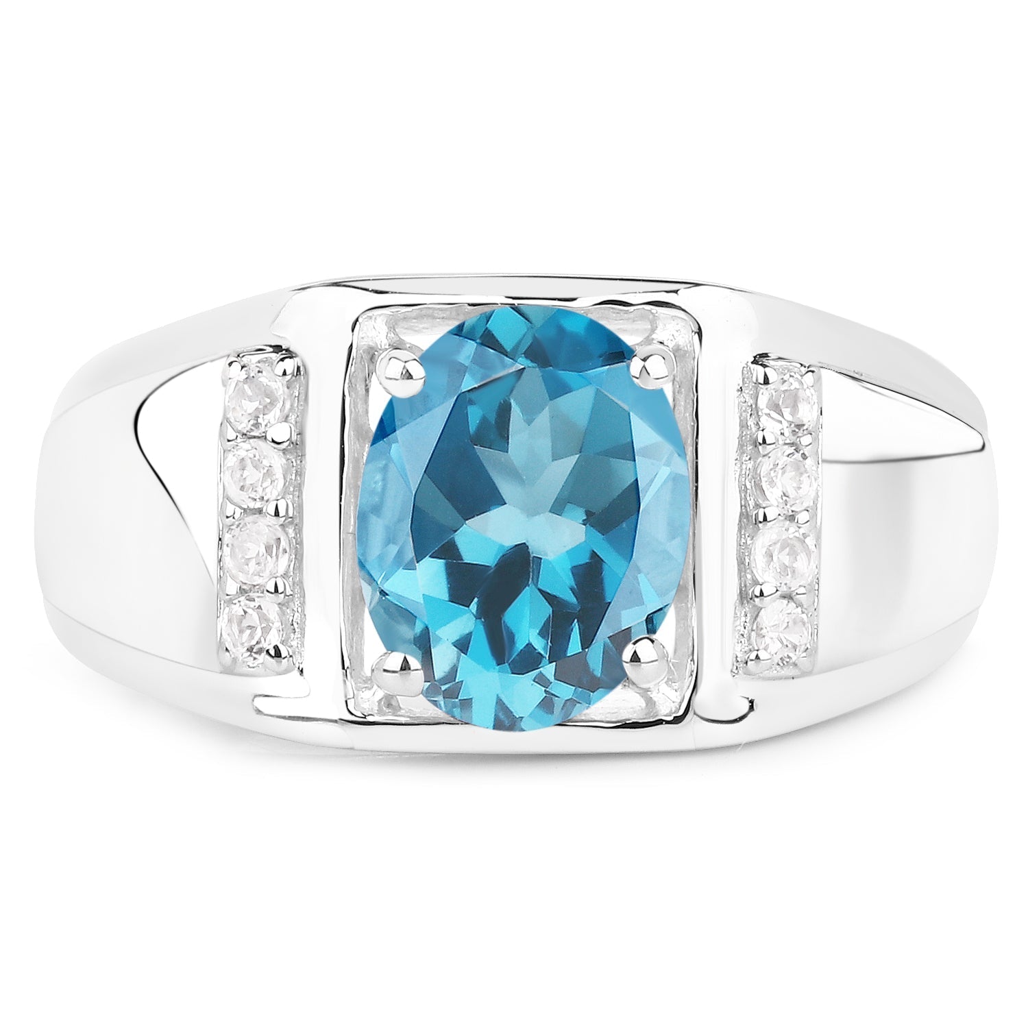 2.18 Carat Genuine London Blue Topaz and White Topaz .925 Sterling Silver Ring Bids.com