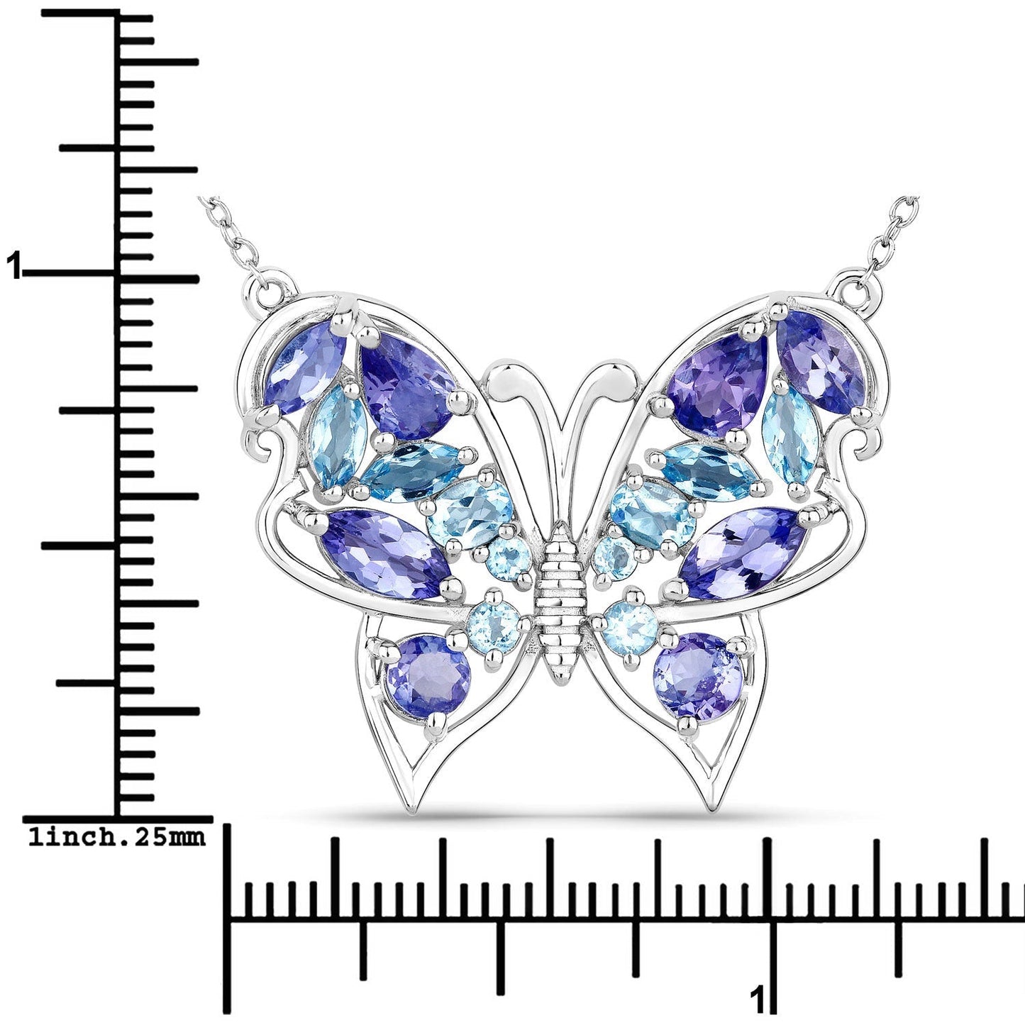 3.60 Carat Genuine Tanzanite and Swiss Blue Topaz .925 Sterling Silver Necklace Bids.com