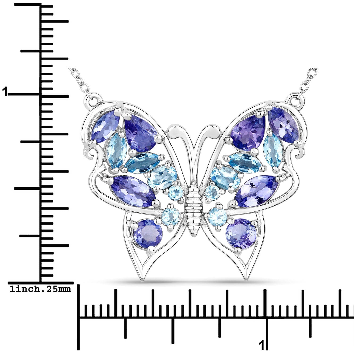 3.60 Carat Genuine Tanzanite and Swiss Blue Topaz .925 Sterling Silver Necklace Bids.com