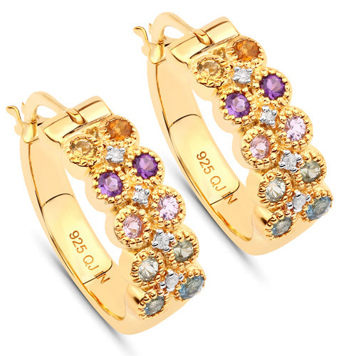 0.76 Carat Genuine Multi Stones .925 Sterling Silver Earrings Bids.com