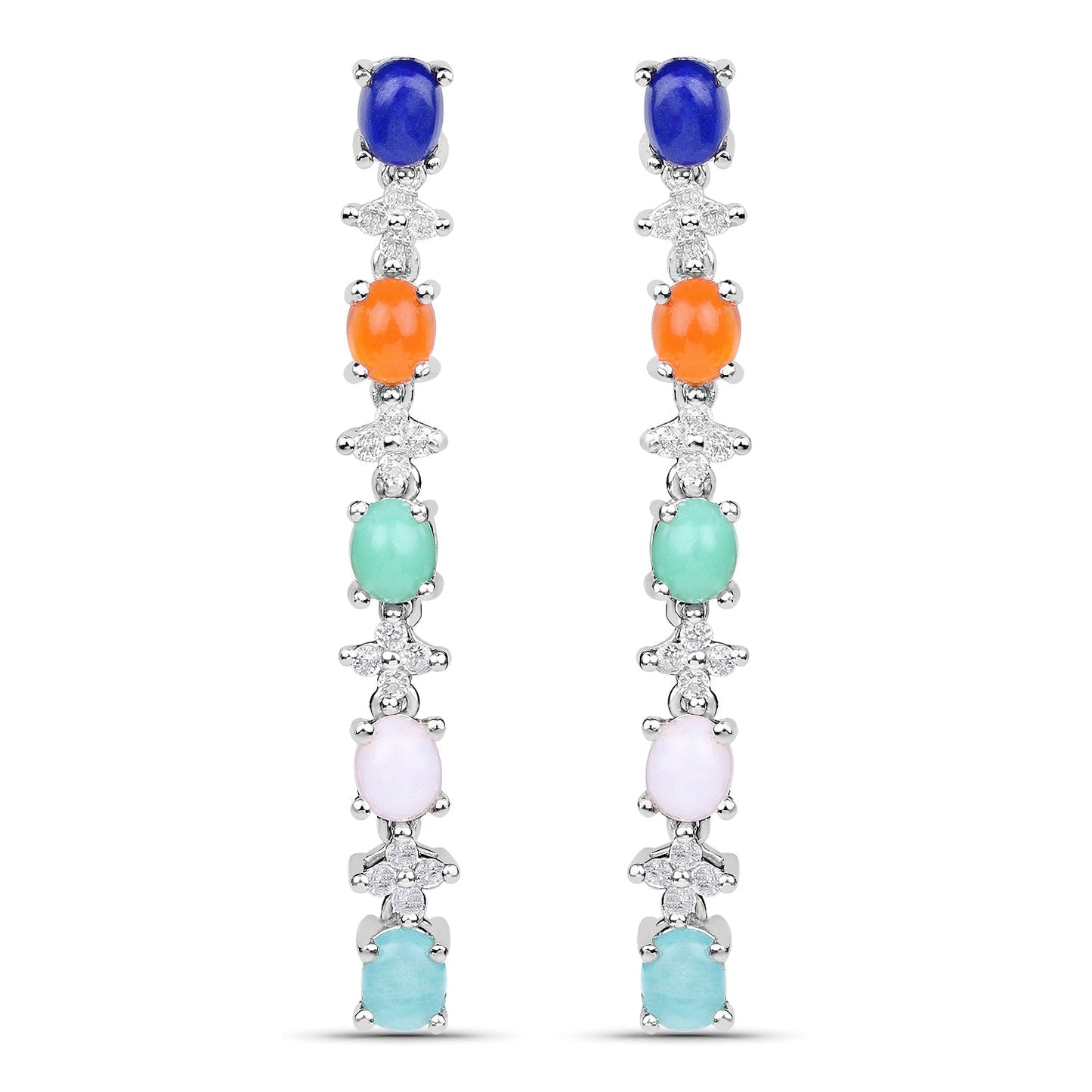 4.40 Carat Genuine Multi Stone .925 Sterling Silver Earrings Bids.com