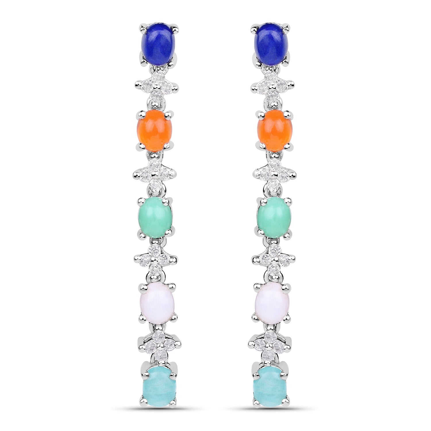 4.40 Carat Genuine Multi Stone .925 Sterling Silver Earrings Bids.com