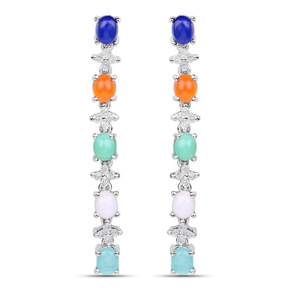 4.40 Carat Genuine Multi Stone .925 Sterling Silver Earrings Bids.com