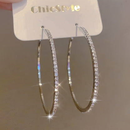 Women's Rhinestone Hoop Earrings – Large Stainless Steel Bling Hoops DailySale