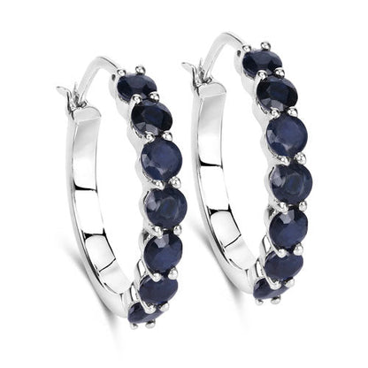 2.66 Carat Genuine Blue Sapphire .925 Sterling Silver Earrings Bids.com
