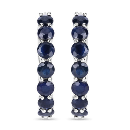 2.66 Carat Genuine Blue Sapphire .925 Sterling Silver Earrings Bids.com