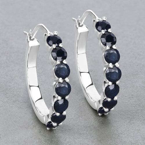 2.66 Carat Genuine Blue Sapphire .925 Sterling Silver Earrings Bids.com
