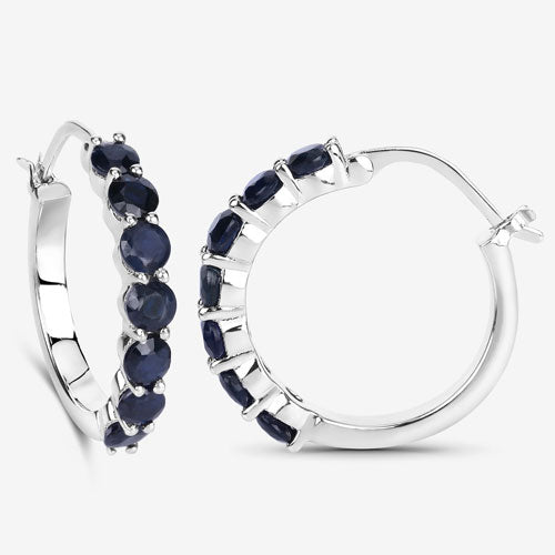 2.66 Carat Genuine Blue Sapphire .925 Sterling Silver Earrings Bids.com