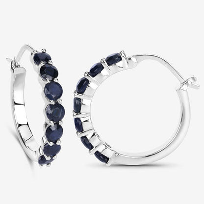 2.66 Carat Genuine Blue Sapphire .925 Sterling Silver Earrings Bids.com