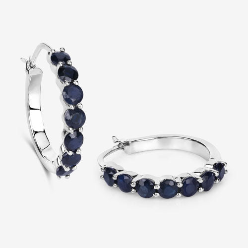 2.66 Carat Genuine Blue Sapphire .925 Sterling Silver Earrings Bids.com