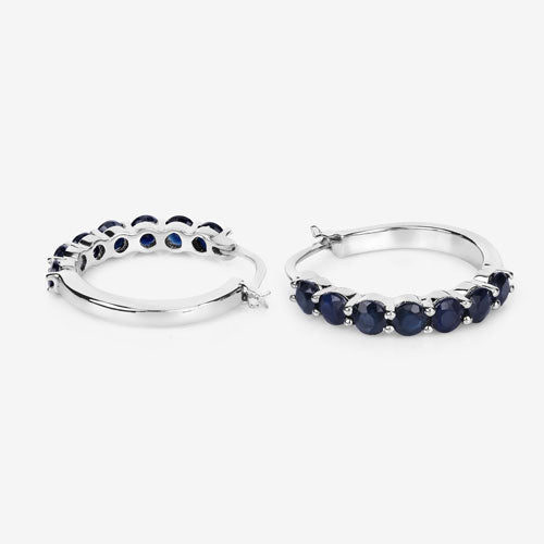 2.66 Carat Genuine Blue Sapphire .925 Sterling Silver Earrings Bids.com