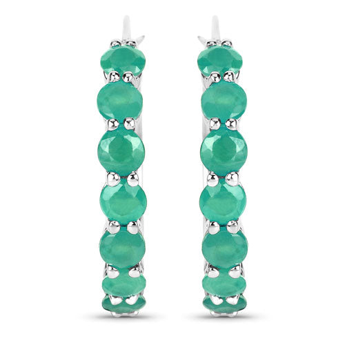 2.38 Carat Genuine Emerald .925 Sterling Silver Earrings Bids.com