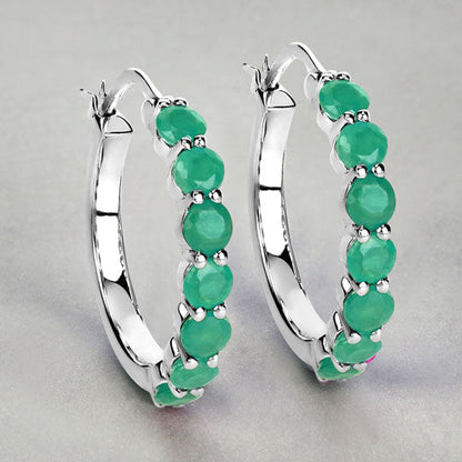2.38 Carat Genuine Emerald .925 Sterling Silver Earrings Bids.com