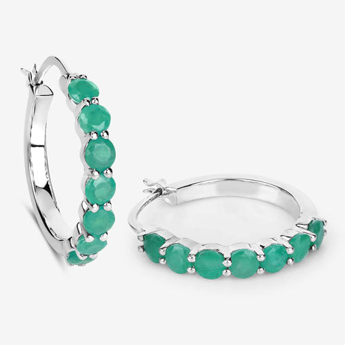 2.38 Carat Genuine Emerald .925 Sterling Silver Earrings Bids.com