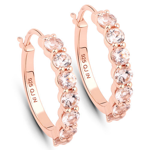 18K Rose Gold Plated 1.68 Carat Genuine Morganite .925 Sterling Silver Earrings Bids.com