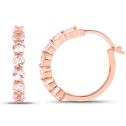 18K Rose Gold Plated 1.68 Carat Genuine Morganite .925 Sterling Silver Earrings Bids.com