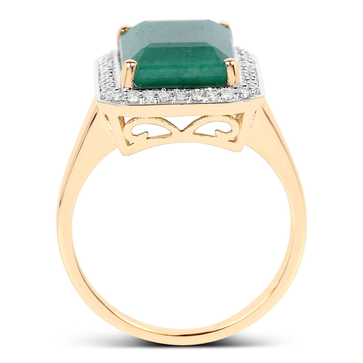 5.71 Carat Dyed Emerald and White Diamond 14K Yellow Gold Ring Bids.com