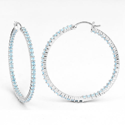 3.60 Carat Genuine Swiss Blue Topaz .925 Sterling Silver Earrings Bids.com
