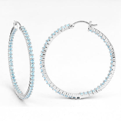 3.60 Carat Genuine Swiss Blue Topaz .925 Sterling Silver Earrings Bids.com