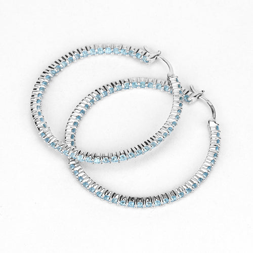 3.60 Carat Genuine Swiss Blue Topaz .925 Sterling Silver Earrings Bids.com
