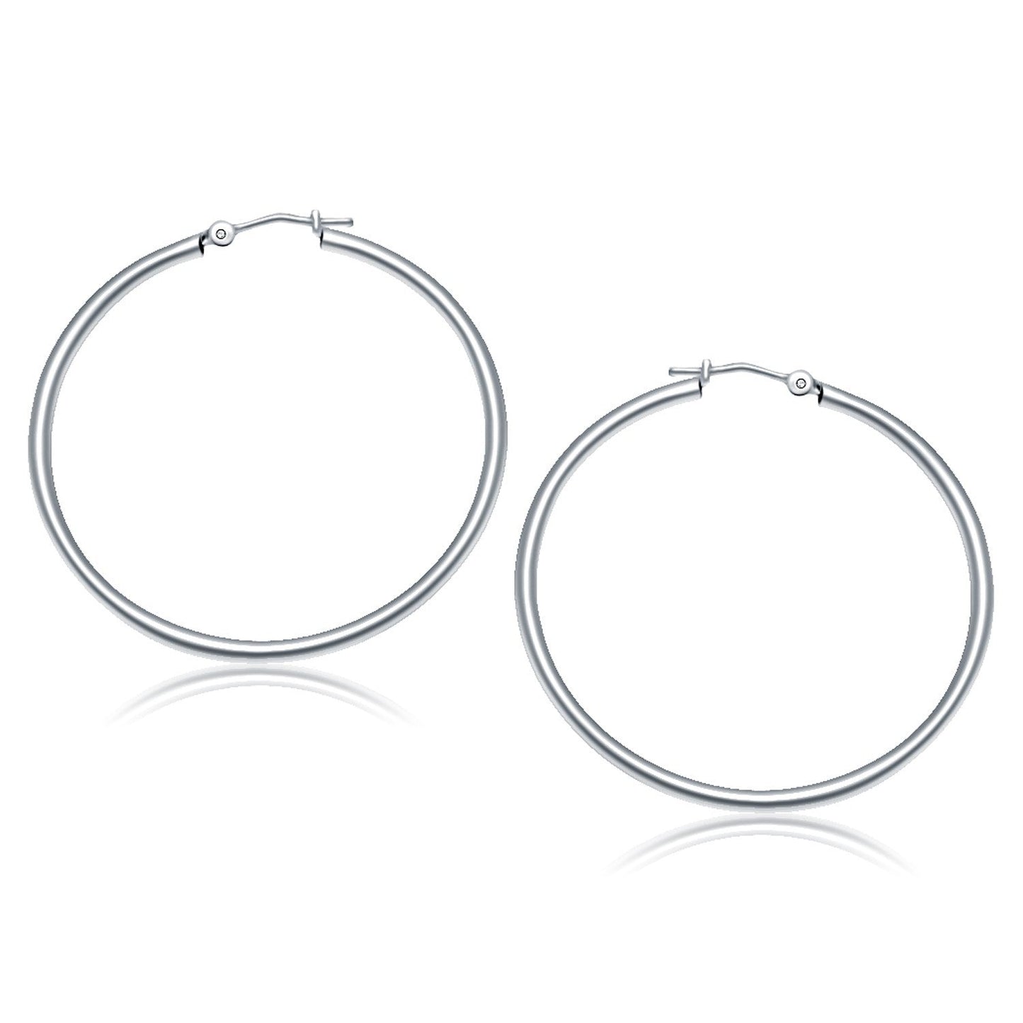 14k White Gold Polished Hoop Earrings (40 mm) Bids.com