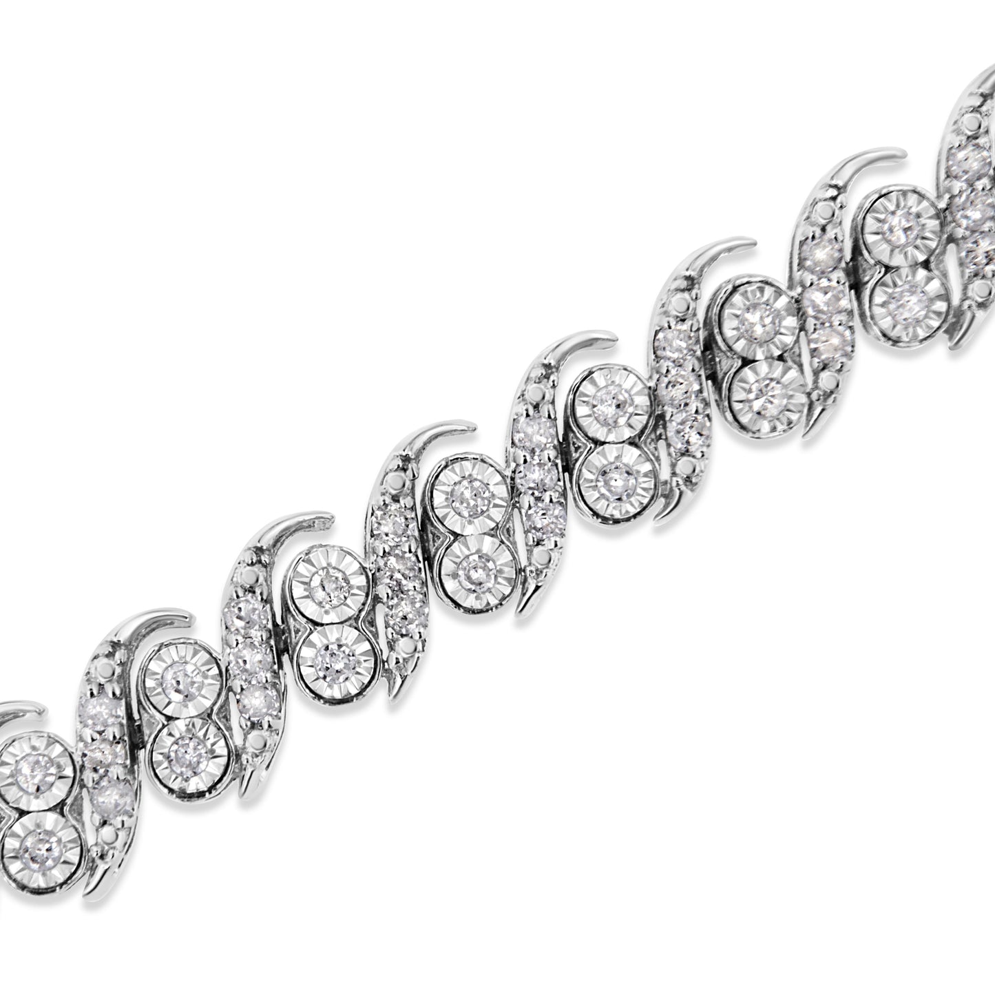 .925 Sterling Silver 2.0 Cttw Round-Cut Diamond "S" Link Bracelet (I-J Color, I3 Clarity) - 7.25" Bids.com