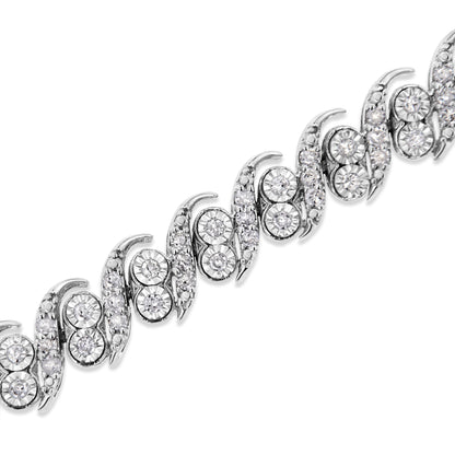 .925 Sterling Silver 2.0 Cttw Round-Cut Diamond "S" Link Bracelet (I-J Color, I3 Clarity) - 7.25" Bids.com
