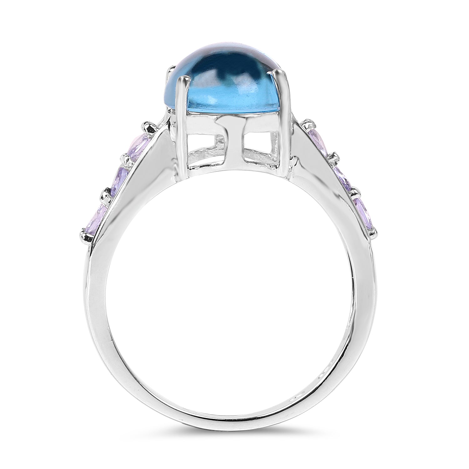 4.77 Carat Genuine Swiss Blue Topaz and Tanzanite .925 Sterling Silver Ring Bids.com