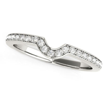 14k White Gold Modern Curved Prong Set Diamond Wedding Band (1/8 cttw) Bids.com