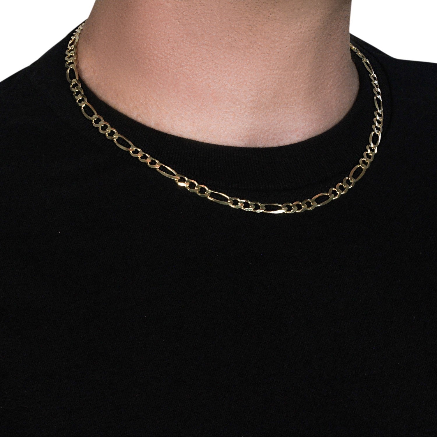 10K Yellow Gold Solid Figaro Chain (5.30 mm) Bids.com