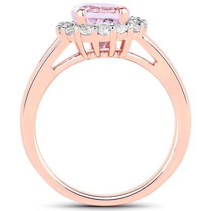 2.25 Carat Genuine Kunzite and White Topaz .925 Sterling Silver Ring Bids.com