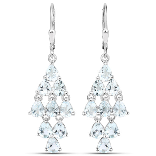 3.96 Carat Genuine Aquamarine .925 Sterling Silver Earrings Bids.com