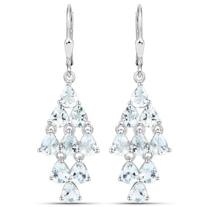 3.96 Carat Genuine Aquamarine .925 Sterling Silver Earrings Bids.com